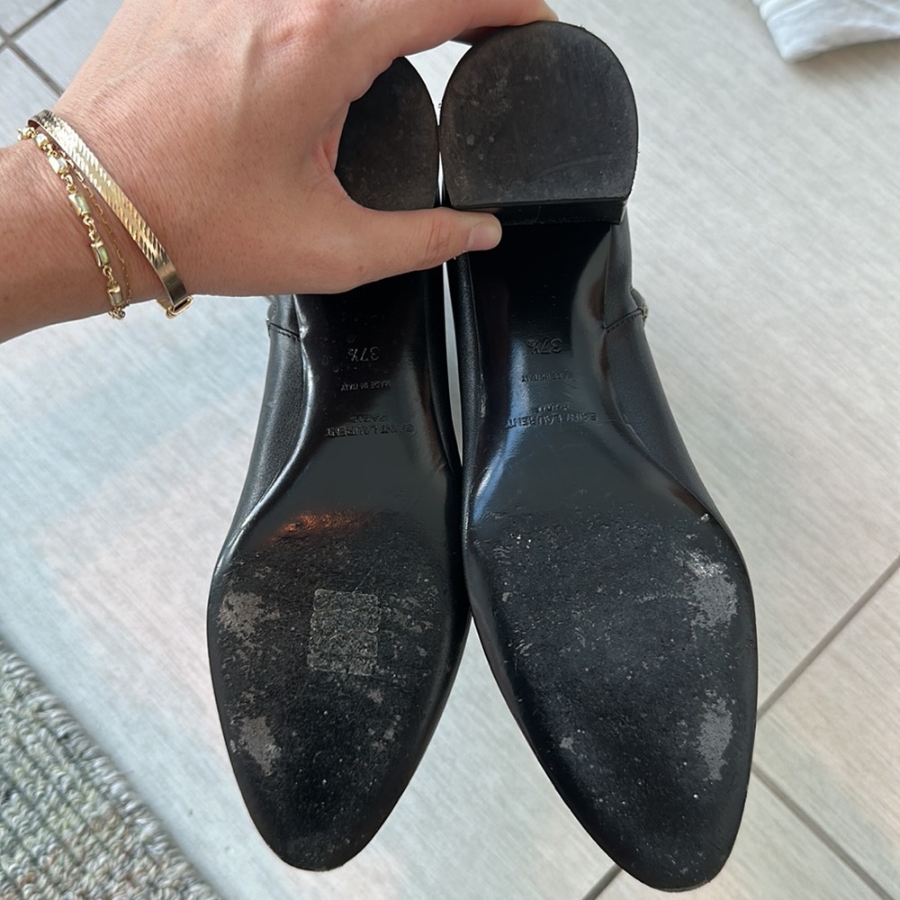 Saint Laurent Black Leather Buckle Booties - Picture 3 of 5